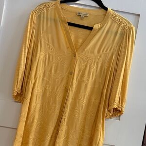 Democracy Yellow Embroidered Women's Top